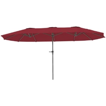 OMBRELLONE DOPPIO CON PRESE D'ARIA E MANOVELLA IN METALLO E POLIESTERE 4X2.2X2.34 M NERO E ROSSO