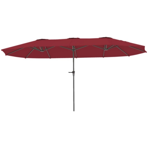 OMBRELLONE DOPPIO CON PRESE D'ARIA E MANOVELLA IN METALLO E POLIESTERE 4X2.2X2.34 M NERO E ROSSO