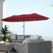OMBRELLONE DOPPIO CON PRESE D'ARIA E MANOVELLA IN METALLO E POLIESTERE 4X2.2X2.34 M NERO E ROSSO