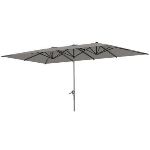 OMBRELLONE DOPPIO DA GIARDINO 4.5X2.6 M APERTURA A MANOVELLA E 12 STECCHE GRIGIO