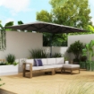 OMBRELLONE DOPPIO DA GIARDINO 4.5X2.6 M APERTURA A MANOVELLA E 12 STECCHE GRIGIO