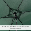 OMBRELLONE RETTANGOLARE 2X3 M PIEGHEVOLE E REGOLABILE CON MANOVELLA IN ALLUMINIO E POLIESTERE VERDE E NERO