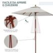 OMBRELLONE RETTANGOLARE INCLINABILE 2X1.5 M CON 6 STECCHE E APERTURA A CORDA IN BAMBÙ E POLIESTERE BEIGE