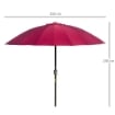 OMBRELLONE ROTONDO PIEGHEVOLE A 18 STECCHE CON MANOVELLA IN METALLO E POLIESTERE Ø 250X240 CM ROSSO VINO
