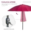 OMBRELLONE ROTONDO PIEGHEVOLE A 18 STECCHE CON MANOVELLA IN METALLO E POLIESTERE Ø 250X240 CM ROSSO VINO