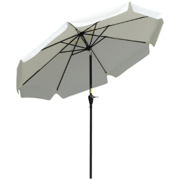 OMBRELLONE ROTONDO INCLINABILE CON MANOVELLA IN ALLUMINIO METALLO E POLIESTERE Ø 266X248.5 CM BIANCO CREMA