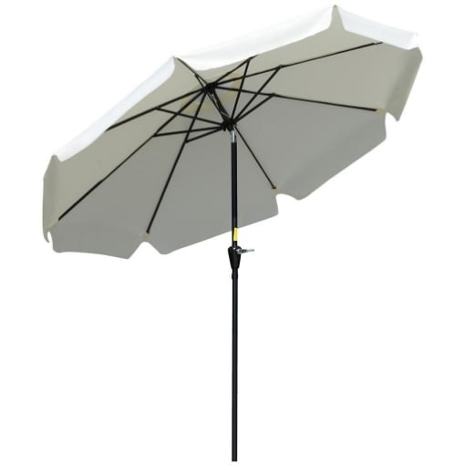 OMBRELLONE ROTONDO INCLINABILE CON MANOVELLA IN ALLUMINIO METALLO E POLIESTERE Ø 266X248.5 CM BIANCO CREMA