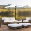 OMBRELLONE ROTONDO INCLINABILE CON MANOVELLA IN ALLUMINIO METALLO E POLIESTERE Ø 266X248.5 CM BIANCO CREMA