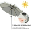 OMBRELLONE ROTONDO INCLINABILE CON MANOVELLA IN ALLUMINIO METALLO E POLIESTERE Ø 266X248.5 CM BIANCO CREMA