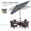 OMBRELLONE RETTANGOLARE 2X3 M PIEGHEVOLE E REGOLABILE CON MANOVELLA IN ALLUMINIO E POLIESTERE GRIGIO SCURO