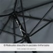 OMBRELLONE RETTANGOLARE 2X3 M PIEGHEVOLE E REGOLABILE CON MANOVELLA IN ALLUMINIO E POLIESTERE GRIGIO SCURO