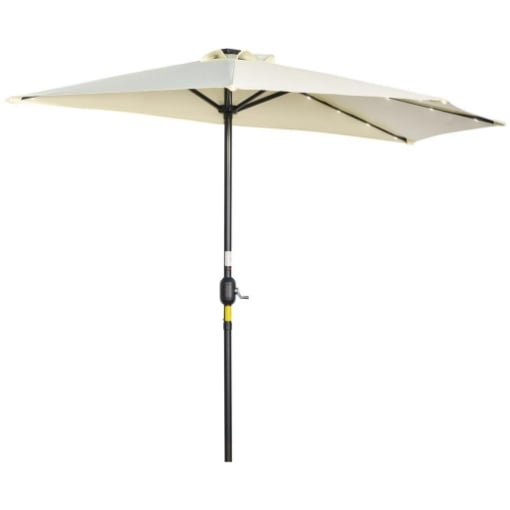 OMBRELLONE SEMICIRCOLARE CON MANOVELLA 20 LUCI LED E PANNELLO SOLARE 265X135X240 CM BEIGE
