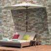OMBRELLONE SEMICIRCOLARE CON MANOVELLA 20 LUCI LED E PANNELLO SOLARE 265X135X240 CM BEIGE