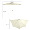 OMBRELLONE SEMICIRCOLARE CON MANOVELLA 20 LUCI LED E PANNELLO SOLARE 265X135X240 CM BEIGE
