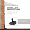 OMBRELLONE SEMICIRCOLARE CON MANOVELLA 20 LUCI LED E PANNELLO SOLARE 265X135X240 CM BEIGE