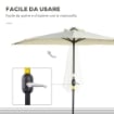 OMBRELLONE SEMICIRCOLARE CON MANOVELLA 20 LUCI LED E PANNELLO SOLARE 265X135X240 CM BEIGE