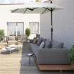 OMBRELLONE SEMICIRCOLARE CON MANOVELLA E TETTUCCIO ANTI UV 200X190X240 CM CREMA
