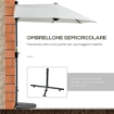 OMBRELLONE SEMICIRCOLARE CON MANOVELLA E TETTUCCIO ANTI UV 200X190X240 CM CREMA