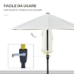 OMBRELLONE SEMICIRCOLARE CON MANOVELLA E TETTUCCIO ANTI UV 200X190X240 CM CREMA