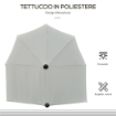 OMBRELLONE SEMICIRCOLARE CON MANOVELLA E TETTUCCIO ANTI UV 200X190X240 CM CREMA