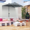 OMBRELLONE SEMICIRCOLARE CON MANOVELLA E TETTUCCIO ANTI UV 200X190X240 CM GRIGIO