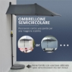 OMBRELLONE SEMICIRCOLARE CON MANOVELLA E TETTUCCIO ANTI UV 200X190X240 CM GRIGIO