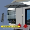 OMBRELLONE SEMICIRCOLARE CON MANOVELLA E TETTUCCIO ANTI UV 200X190X240 CM GRIGIO