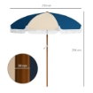 OMBRELLONE ROTONDO E INCLINABILE A 8 STECCHE CON MANOVELLA IN POLIESTERE E ACCIAIO Ø 213X234 CM BLU E BEIGE