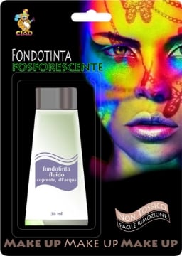 FONDOTINTA FLUIDO ML 28 FOSFORESCENTE PER BASI TRUCCO DI HALLOWEEN, CARNEVALE E FESTE 
