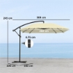 OMBRELLONE A SBALZO CON COPERTURA REGOLABILE E BASE A CROCE IN METALLO E POLIESTERE 260X304X245 CM CREMA