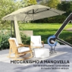 OMBRELLONE A SBALZO CON COPERTURA REGOLABILE E BASE A CROCE IN METALLO E POLIESTERE 260X304X245 CM CREMA