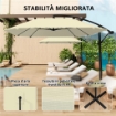 OMBRELLONE A SBALZO CON COPERTURA REGOLABILE E BASE A CROCE IN METALLO E POLIESTERE 260X304X245 CM CREMA