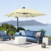 OMBRELLONE A SBALZO CON COPERTURA REGOLABILE E BASE A CROCE IN METALLO E POLIESTERE 260X304X245 CM CREMA