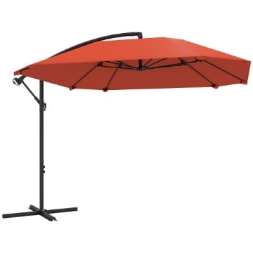 OMBRELLONE A SBALZO CON COPERTURA REGOLABILE E BASE A CROCE IN METALLO E POLIESTERE 260X304X245 CM BORDEAUX