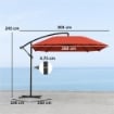 OMBRELLONE A SBALZO CON COPERTURA REGOLABILE E BASE A CROCE IN METALLO E POLIESTERE 260X304X245 CM BORDEAUX