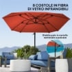 OMBRELLONE A SBALZO CON COPERTURA REGOLABILE E BASE A CROCE IN METALLO E POLIESTERE 260X304X245 CM BORDEAUX