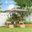 OMBRELLONE A BRACCIO 3X3 M CON COPERTURA REGOLABILE E BASE A CROCE IN METALLO E POLIESTERE COLOR CACHI