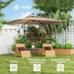 OMBRELLONE A BRACCIO 3X3 M CON COPERTURA REGOLABILE E BASE A CROCE IN METALLO E POLIESTERE COLOR CACHI