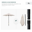OMBRELLONE DA GIARDINO 2X2M ROTONDO CON PALO CENTRALE IN ALLUMINIO E POLIESTERE CREMA