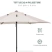 OMBRELLONE DA GIARDINO 2X2M ROTONDO CON PALO CENTRALE IN ALLUMINIO E POLIESTERE CREMA