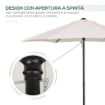 OMBRELLONE DA GIARDINO 2X2M ROTONDO CON PALO CENTRALE IN ALLUMINIO E POLIESTERE CREMA