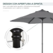 OMBRELLONE DA GIARDINO 2X2 M A 6 STECCHE CON PRESA D'ARIA IN ALLUMINIO METALLO E POLIESTERE GRIGIO SCURO