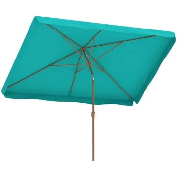 OMBRELLONE DA GIARDINO 2X3 M CON APERTURA A MANOVELLA INCLINABILE E ANTI UV 50+ TURCHESE