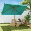 OMBRELLONE DA GIARDINO 2X3 M CON APERTURA A MANOVELLA INCLINABILE E ANTI UV 50+ TURCHESE
