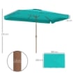 OMBRELLONE DA GIARDINO 2X3 M CON APERTURA A MANOVELLA INCLINABILE E ANTI UV 50+ TURCHESE