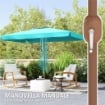 OMBRELLONE DA GIARDINO 2X3 M CON APERTURA A MANOVELLA INCLINABILE E ANTI UV 50+ TURCHESE