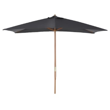 OMBRELLONE DA GIARDINO 2X3M IN LEGNO E BAMBÙ CON 8 STECCHE E COPERTURA IN POLIESTERE GRIGIO SCURO