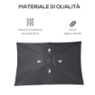 OMBRELLONE DA GIARDINO 2X3M IN LEGNO E BAMBÙ CON 8 STECCHE E COPERTURA IN POLIESTERE GRIGIO SCURO