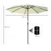 OMBRELLONE DA GIARDINO INCLINABILE A 8 STECCHE CON MANOVELLA IN METALLO E POLIESTERE Ø 295X250 CM BEIGE