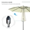 OMBRELLONE DA GIARDINO INCLINABILE A 8 STECCHE CON MANOVELLA IN METALLO E POLIESTERE Ø 295X250 CM BEIGE
